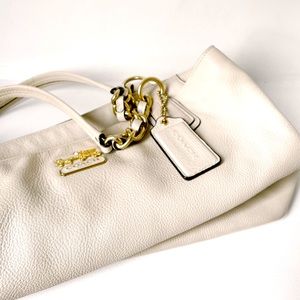 White, Soft Leather Coach Shoulder Bag